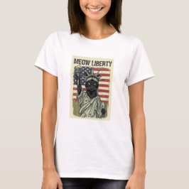 Meow Liberty - Grunge Style Cat Vrijheidsbeeld T-shirt