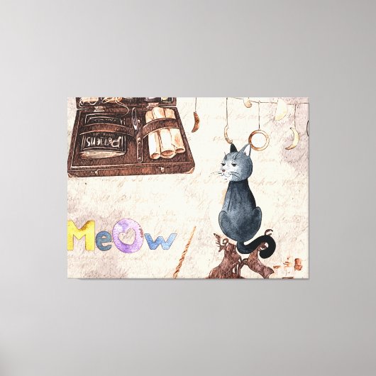 Meow Lieve Tover School Kat Canvas Afdruk (Voorkant)