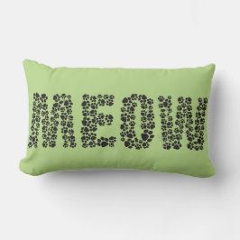 Meow/Love Paw Print Lumbar Pillow Kussen