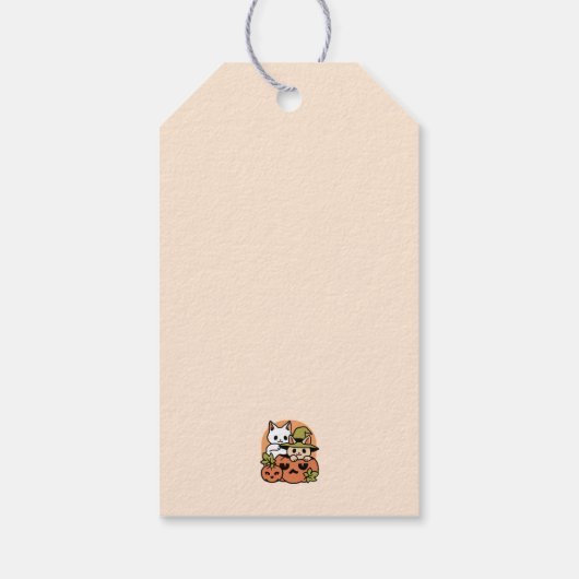 Meow-Loween - Feestelijke Halloween Cat Design Cadeaulabel (Achterkant)