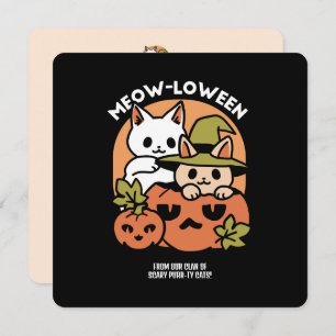 Meow-Loween - Feestelijke Halloween Cat Design Feestdagenkaart