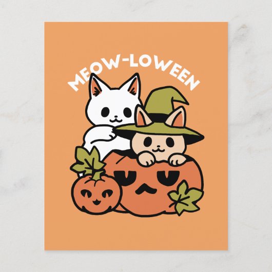 Meow-Loween - Feestelijke Halloween Cat Design Flyer (Achterkant)