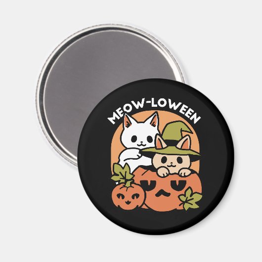 Meow-Loween - Feestelijke Halloween Cat Design Magneet (Voorkant / Achterkant)