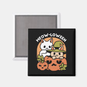 Meow-Loween - Feestelijke Halloween Cat Design Magneet (Voorkant / Achterkant)