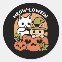Meow-Loween - Feestelijke Halloween Cat Design Ronde Sticker
