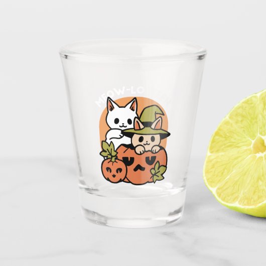 Meow-Loween - Feestelijke Halloween Cat Design Shot Glas (Voorkant)