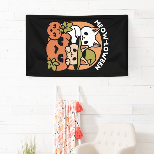 Meow-Loween - Feestelijke Halloween Cat Design Spandoek (Insitu)