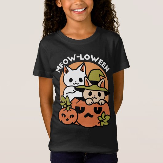 Meow-Loween - Feestelijke Halloween Cat Design T-shirt (Voorkant)