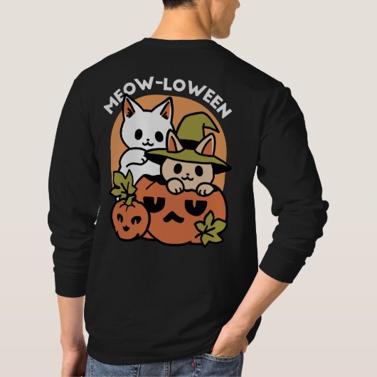 Meow-Loween - Feestelijke Halloween Cat Design T-shirt (Achterkant)