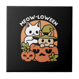 Meow-Loween - Feestelijke Halloween Cat Design Tegeltje