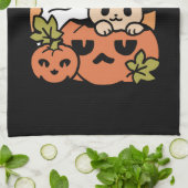 Meow-Loween - Feestelijke Halloween Cat Design Theedoek (Gevouwen)