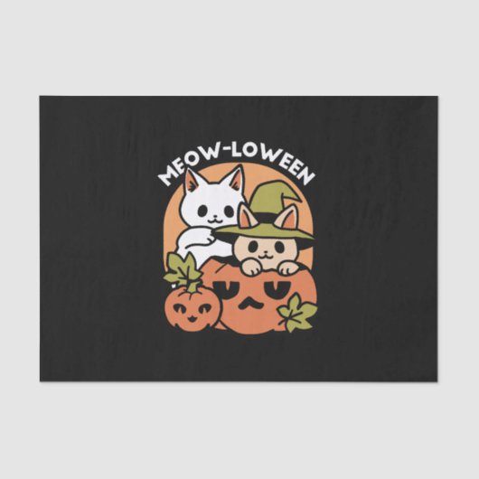 Meow-Loween - Feestelijke Halloween Cat Design Tissuepapier (Voorkant)