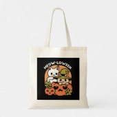 Meow-Loween - Feestelijke Halloween Cat Design Tote Bag (Achterkant)