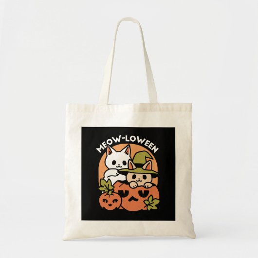 Meow-Loween - Feestelijke Halloween Cat Design Tote Bag (Voorkant)