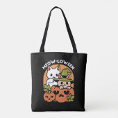 Meow-Loween - Feestelijke Halloween Cat Design Tote Bag (Achterkant)