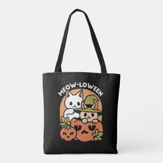 Meow-Loween - Feestelijke Halloween Cat Design Tote Bag (Achterkant)