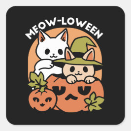 Meow-Loween - Feestelijke Halloween Cat Design Vierkante Sticker