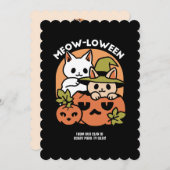 Meow-Loween - Festief Halloween kat ontwerp Feestdagenkaart (Voorkant / Achterkant)