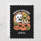 Meow-Loween - Festief Halloween kat ontwerp Feestdagenkaart (Voorkant)