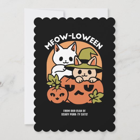 Meow-Loween - Festief Halloween kat ontwerp Feestdagenkaart (Voorkant)