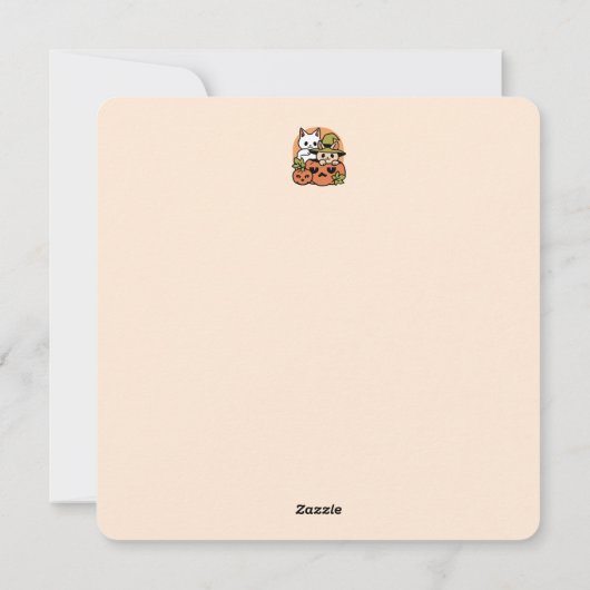 Meow-Loween - Festief Halloween Kattendesign Feestdagenkaart (Achterkant)