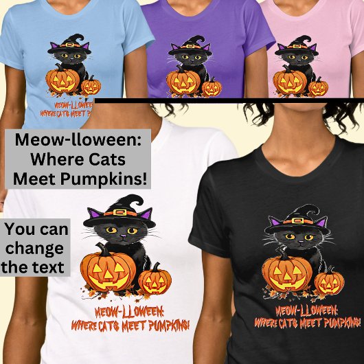 MEOW-LOWEEN Katten ontmoeten pompoenen T-shirt