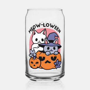 Meow-Loween - Schattige Halloween Cat Design Blikvorm Glas