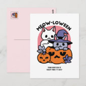 Meow-Loween - Schattige Halloween Cat Design Briefkaart (Voorkant / Achterkant)