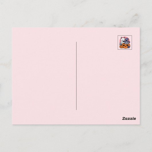 Meow-Loween - Schattige Halloween Cat Design Briefkaart (Achterkant)