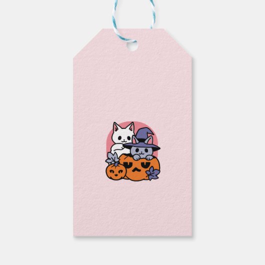 Meow-Loween - Schattige Halloween Cat Design Cadeaulabel (Achterkant)