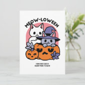 Meow-Loween - Schattige Halloween Cat Design Feestdagenkaart (Staand voorkant)