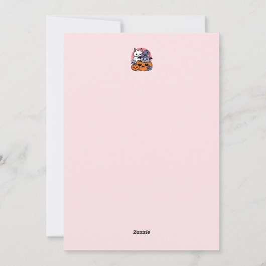 Meow-Loween - Schattige Halloween Cat Design Feestdagenkaart (Achterkant)