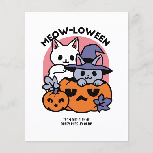 Meow-Loween - Schattige Halloween Cat Design Flyer (Achterkant)