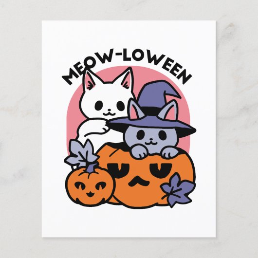 Meow-Loween - Schattige Halloween Cat Design Flyer (Voorkant)