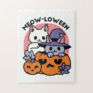 Meow-Loween - Schattige Halloween Cat Design Legpuzzel