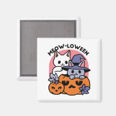 Meow-Loween - Schattige Halloween Cat Design Magneet (Voorkant / Achterkant)