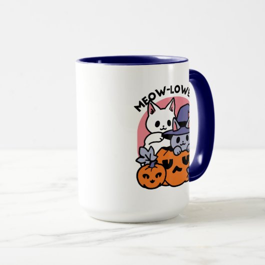 Meow-Loween - Schattige Halloween Cat Design Mok (Voorkant rechts)