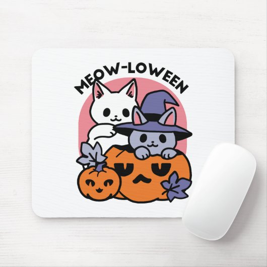 Meow-Loween - Schattige Halloween Cat Design Muismat (Met muis)