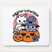 Meow-Loween - Schattige Halloween Cat Design Muismat (Voorkant)