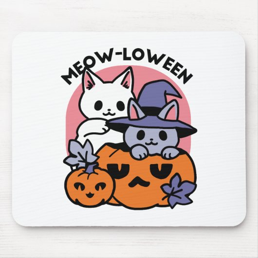 Meow-Loween - Schattige Halloween Cat Design Muismat (Voorkant)
