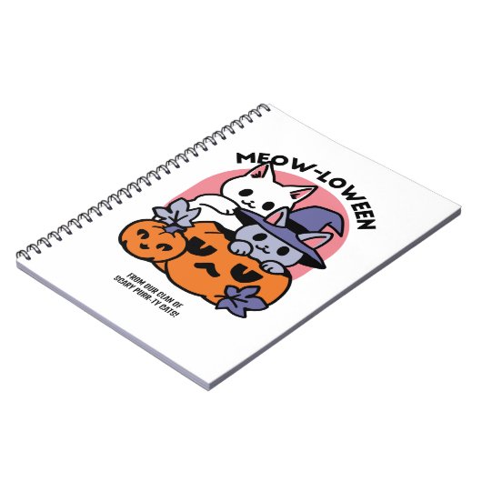 Meow-Loween - Schattige Halloween Cat Design Notitieboek (Linkerzijde)