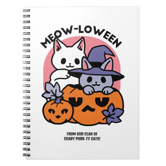 Meow-Loween - Schattige Halloween Cat Design Notitieboek (Voorkant)