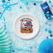 Meow-Loween - Schattige Halloween Cat Design Papieren Bordje (Feest)