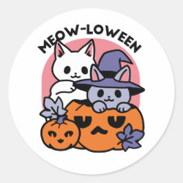 Meow-Loween - Schattige Halloween Cat Design Ronde Sticker