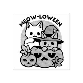 Meow-Loween - Schattige Halloween Cat Design Rubberstempel