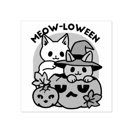 Meow-Loween - Schattige Halloween Cat Design Rubberstempel (Afrduk)