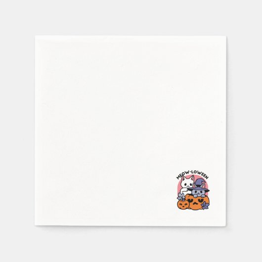 Meow-Loween - Schattige Halloween Cat Design Servet (Voorkant)