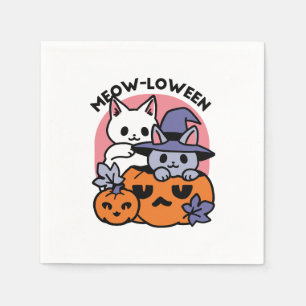 Meow-Loween - Schattige Halloween Cat Design Servet