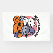 Meow-Loween - Schattige Halloween Cat Design Spandoek (Horizontaal)