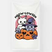 Meow-Loween - Schattige Halloween Cat Design Spandoek (Verticaal)